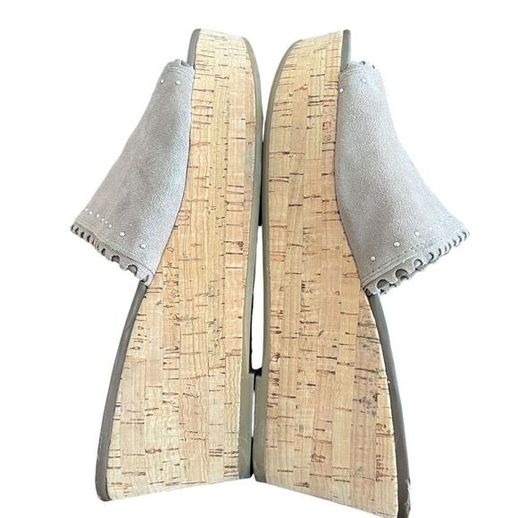 Women's Franco Sarto Faine Slip-On Suede Wedge Sandals Brown 11M - Picture 4 of 7